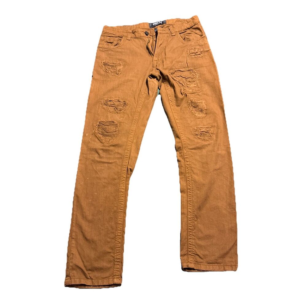 Smoke Rise Men Jeans 34X34 Stretch Beige Distressed Denim